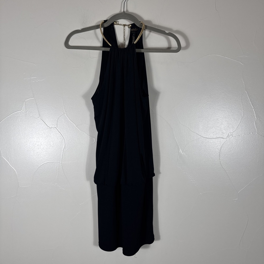 Laundry by Shelli Segal Black Bubble‎ Mini Dress  With Gold Chain Neck Size 6